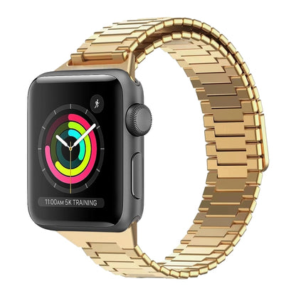 For Apple Watch Series 3 42mm Bamboo Magnetic Stainless Steel Metal Watch Strap(Gold) by buy2fix