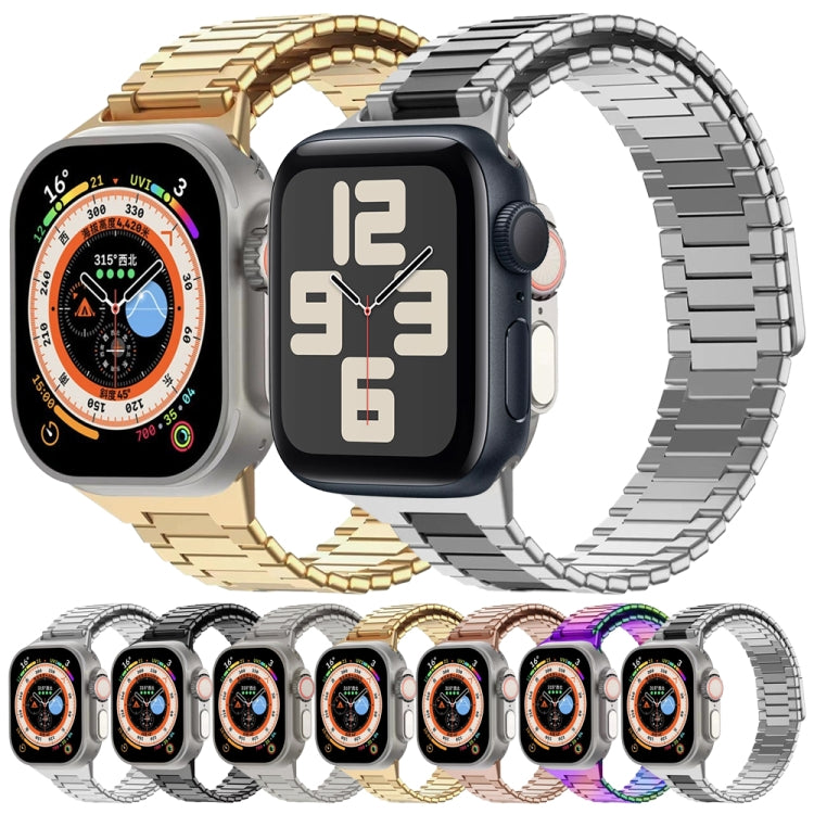 For Apple Watch Series 8 41mm Bamboo Magnetic Stainless Steel Metal Watch Strap(Black) by buy2fix