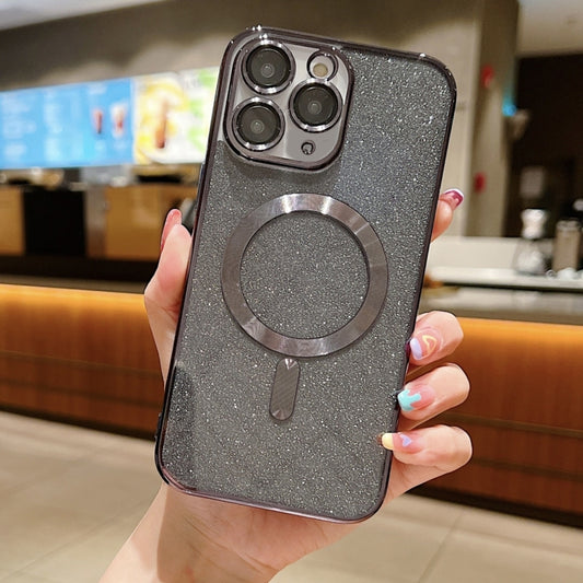 For iPhone 11 Pro Max Glitter Electroplating MagSafe TPU Phone Case(Black) by buy2fix