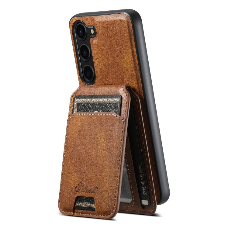 For Samsung Galaxy S23+ 5G Suteni H15 MagSafe Oil Eax Leather Detachable Wallet Back Phone Case(Brown) - Galaxy S23+ 5G Cases by Suteni | Online Shopping UK | buy2fix