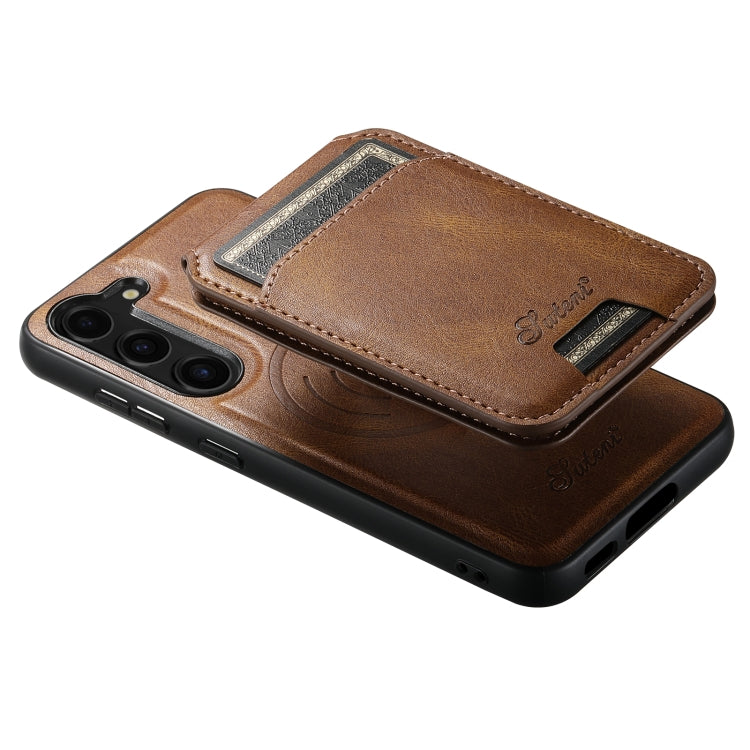 For Samsung Galaxy S23+ 5G Suteni H15 MagSafe Oil Eax Leather Detachable Wallet Back Phone Case(Brown) - Galaxy S23+ 5G Cases by Suteni | Online Shopping UK | buy2fix