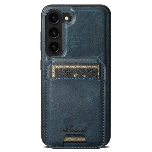 For Samsung Galaxy S23+ 5G Suteni H15 MagSafe Oil Eax Leather Detachable Wallet Back Phone Case(Blue) - Galaxy S23+ 5G Cases by Suteni | Online Shopping UK | buy2fix