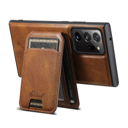 For Samsung Galaxy Note20 5G Suteni H15 MagSafe Oil Eax Leather Detachable Wallet Back Phone Case(Brown) - Galaxy Note20 Cases by Suteni | Online Shopping UK | buy2fix