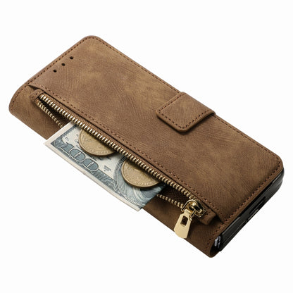 For Samsung Galaxy Z Fold5 5G Retro MagSafe Magnetic Zipper Wallet Leather Phone Case(Brown) - Galaxy Z Fold5 Cases by buy2fix | Online Shopping UK | buy2fix