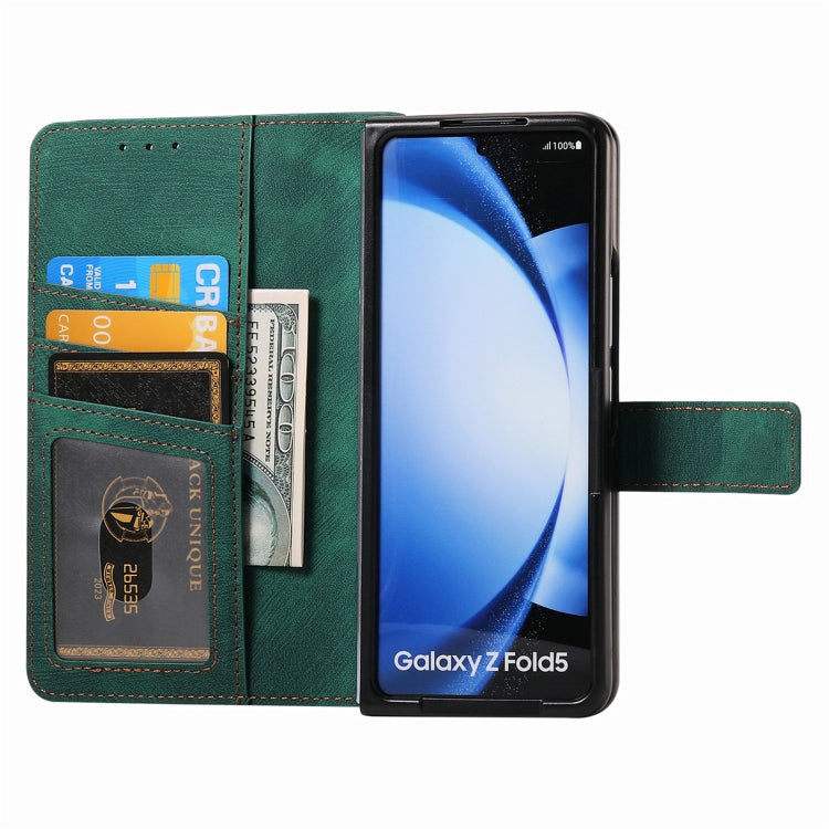 For Samsung Galaxy Z Fold5 5G Retro MagSafe Magnetic Zipper Wallet Leather Phone Case(Green) - Galaxy Z Fold5 Cases by buy2fix | Online Shopping UK | buy2fix