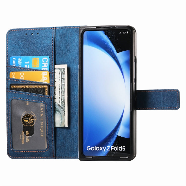 For Samsung Galaxy Z Fold5 5G Retro MagSafe Magnetic Zipper Wallet Leather Phone Case(Blue) - Galaxy Z Fold5 Cases by buy2fix | Online Shopping UK | buy2fix