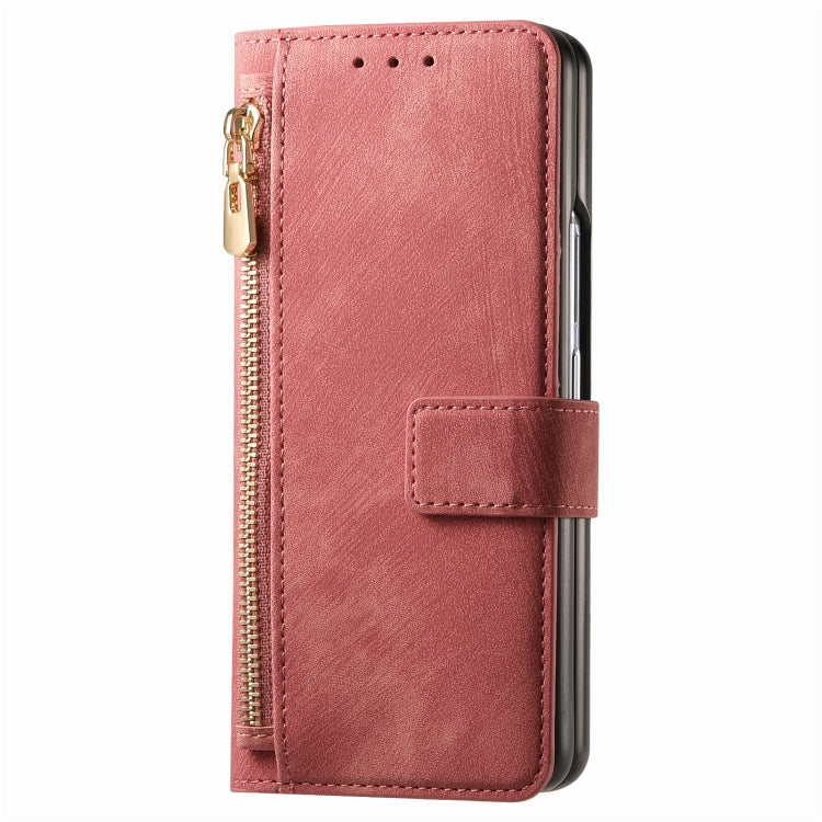 For Samsung Galaxy Z Fold5 5G Retro MagSafe Magnetic Zipper Wallet Leather Phone Case(Pink) - Galaxy Z Fold5 Cases by buy2fix | Online Shopping UK | buy2fix