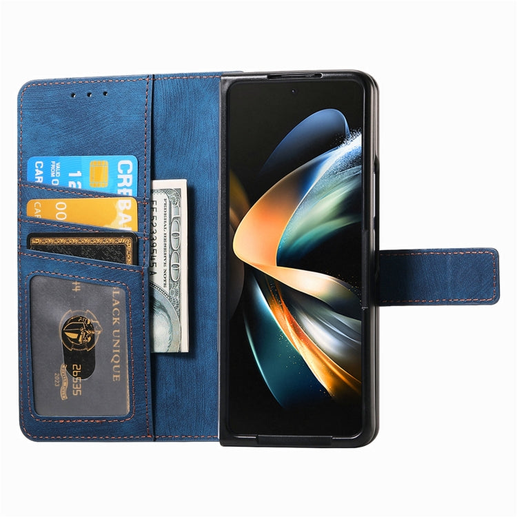 For Samsung Galaxy Z Fold4 Retro MagSafe Magnetic Zipper Wallet Leather Phone Case(Blue) - Galaxy Z Fold4 5G Cases by buy2fix | Online Shopping UK | buy2fix