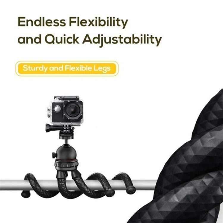 JMARY MT25 Portable Black With Phone Holder Ball Head Selfie Stick Flexible Octopus Tripod - Tripods by Jmary | Online Shopping UK | buy2fix