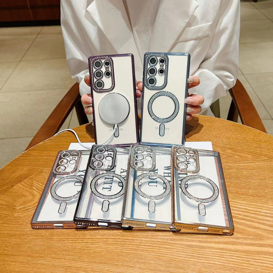 For Samsung Galaxy S24 5G Diamond Gradient Plated MagSafe TPU Phone Case(Gold) by buy2fix