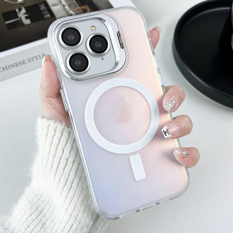 For iPhone 11 Pro Max Lens Holder MagSafe PC Hybrid TPU Phone Case(White) by buy2fix