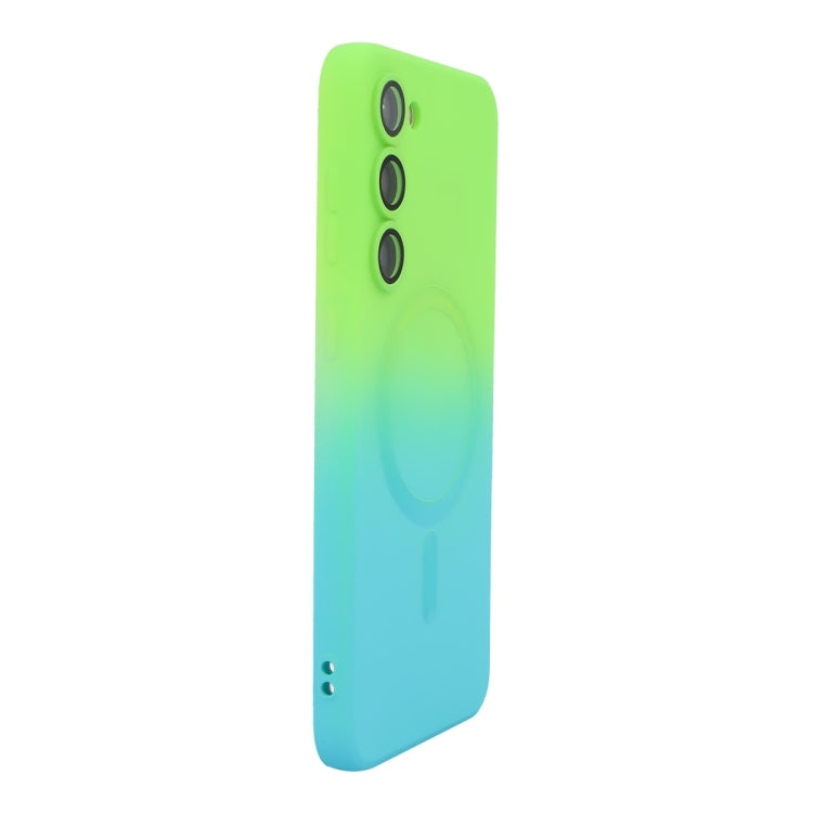 For Samsung Galaxy S23 5G ENKAY Hat-Prince MagSafe Rainbow Gradient Silicone Phone Case with Lens Film(Green Blue) - Galaxy S23 5G Cases by ENKAY | Online Shopping UK | buy2fix