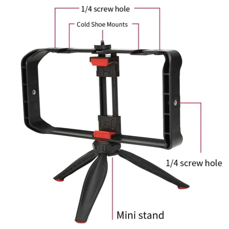 JMARY MT-33 Phone Stand Tripod ABS Video Recording Vlog Mobile Phone Rig Cage -  by Jmary | Online Shopping UK | buy2fix