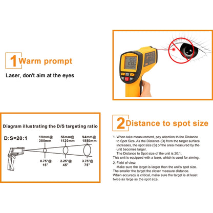 GM1150A 50:1 Infrared Thermometer -18~1150 Degrees Celsius LCD Digital Temperature Meter Industrial Pyrometer 0.1~1EM Adjustable - Consumer Electronics by buy2fix | Online Shopping UK | buy2fix