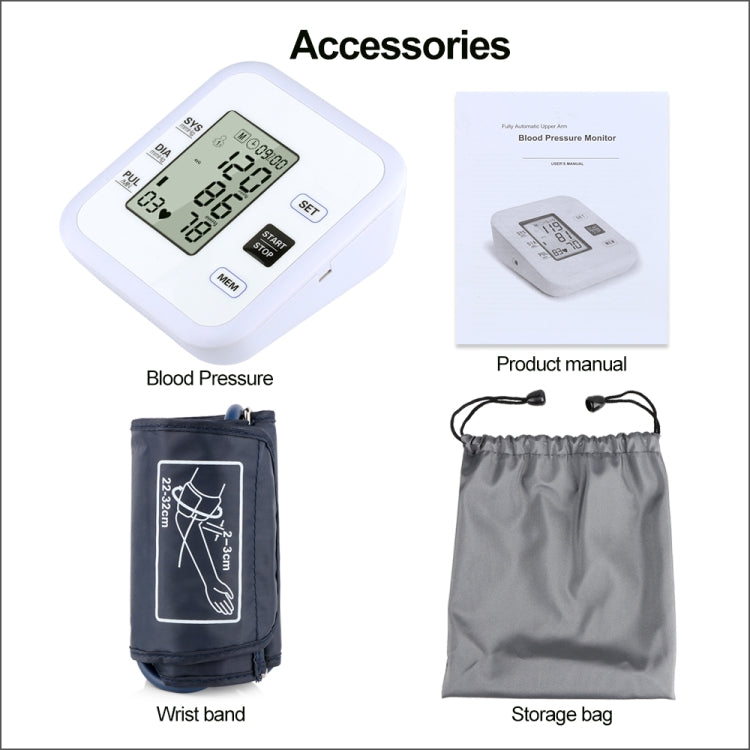 RZ205 Blood Pressures Automatic Digital Upper Arm Heart Beat Rate Pulse Monitor Meter Tonometer Equipment Sphygmomanometer - Sphygmomanometer by buy2fix | Online Shopping UK | buy2fix