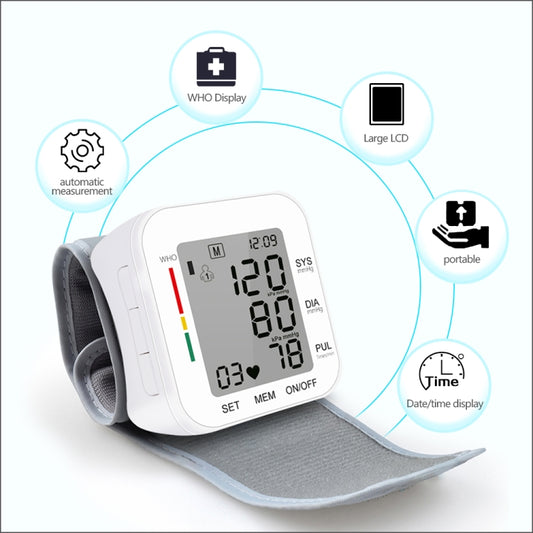 RZ204 Automatic Digital Wrist Cuff Blood Pressure Monitor Heart Beat LCD Digital Wrist Watch by buy2fix
