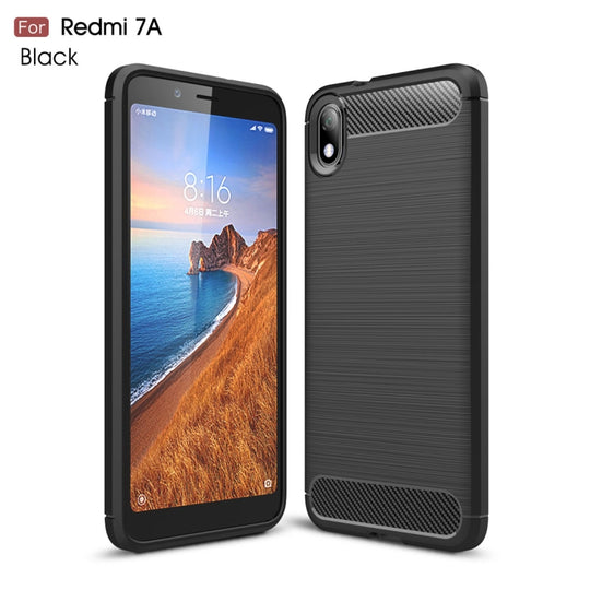 Brushed Texture Carbon Fiber TPU Case for Xiamo Redmi 7A(Black)