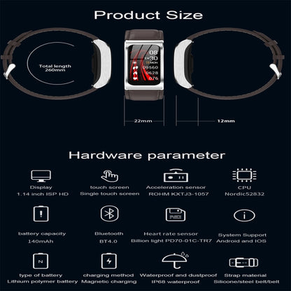 AK12 1.14 inch IPS Color Screen Smart Watch IP68 Waterproof,Metal Watchband,Support Call Reminder /Heart Rate Monitoring/Blood Pressure Monitoring/Sleep Monitoring/Predict Menstrual Cycle Intelligently(Black) - Smart Wear by buy2fix | Online Shopping UK | buy2fix