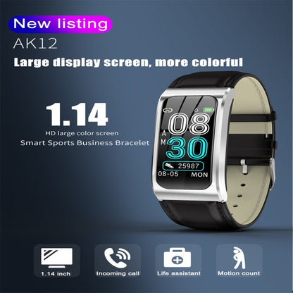 AK12 1.14 inch IPS Color Screen Smart Watch IP68 Waterproof,Silicone Watchband,Support Call Reminder /Heart Rate Monitoring/Blood Pressure Monitoring/Sleep Monitoring/Predict Menstrual Cycle Intelligently(Gray) - Smart Wear by buy2fix | Online Shopping UK | buy2fix