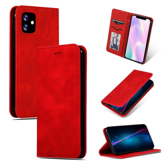 For iPhone 11 Retro Skin Feel Business Magnetic Horizontal Flip Leather Case (Red) by buy2fix