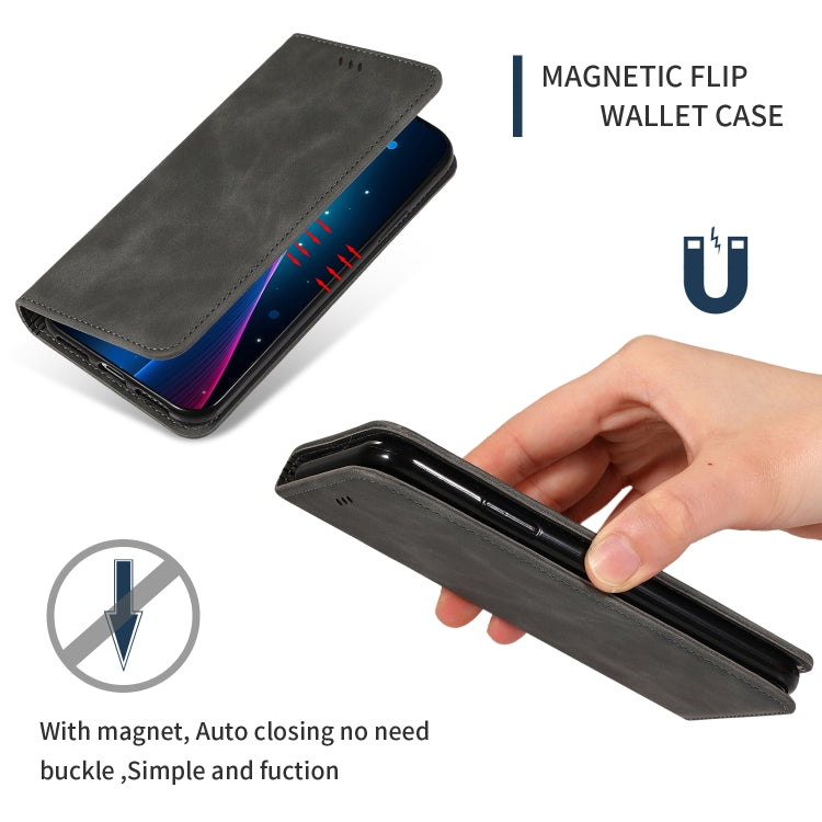For iPhone 11 Pro Max Retro Skin Feel Business Magnetic Horizontal Flip Leather Case (Dark Gray) - Apple Accessories by buy2fix | Online Shopping UK | buy2fix