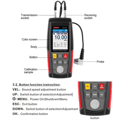 Wintact WT100A Digital Ultrasonic Thickness Gauge Meter Tester USB Charging Digital Thickness Metal Tester High Precision - Consumer Electronics by Wintact | Online Shopping UK | buy2fix