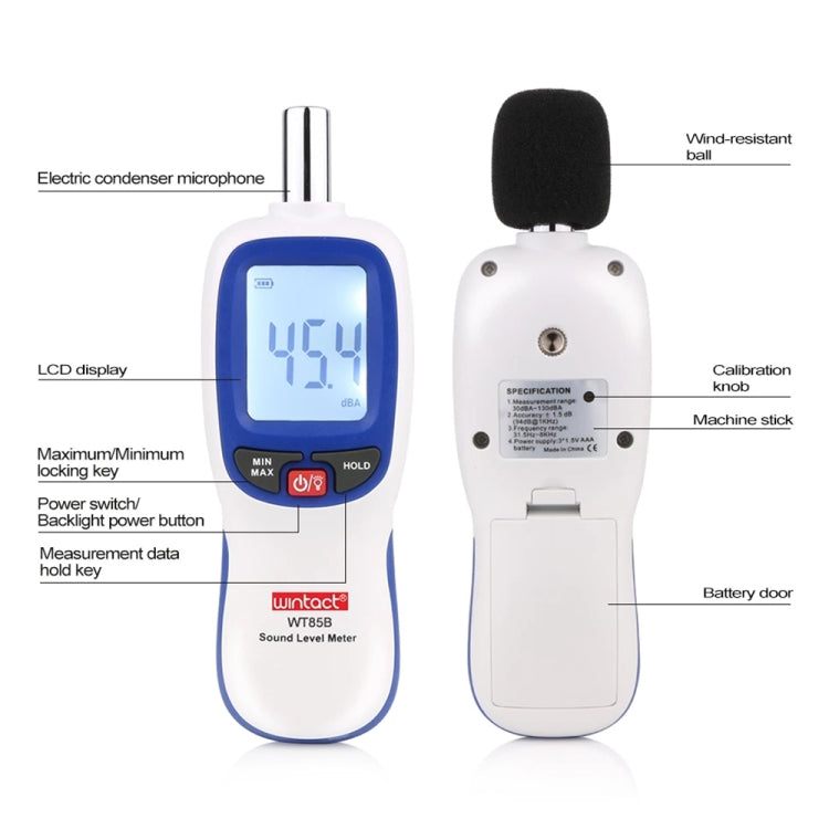 Wintact WT85B Sound Level Meter Digital Decibel Meter Digital Noise Meter Environmental Noise Tester - Consumer Electronics by Wintact | Online Shopping UK | buy2fix