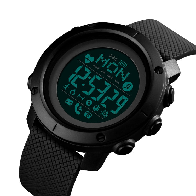 SKMEI 1511 Simple Bluetooth Men Smart Waterproof Compass Adult Smart Watch(Rubber Shell Black) - Sport Watches by SKMEI | Online Shopping UK | buy2fix