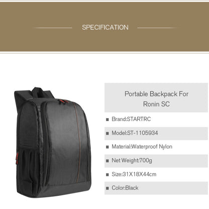 STARTRC Outdoor Travel Portable Waterproof Nylon Backpack for DJI Ronin-SC / Mavic 2 Drone - DJI & GoPro Accessories by STARTRC | Online Shopping UK | buy2fix