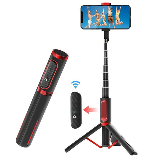 Support de téléphone portable avec télécommande pour perche à selfie portable M18 (rouge)