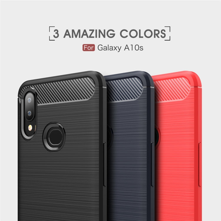 Brushed Texture Carbon Fiber TPU Case for Galaxy A10s(Red) - Galaxy Phone Cases by buy2fix | Online Shopping UK | buy2fix