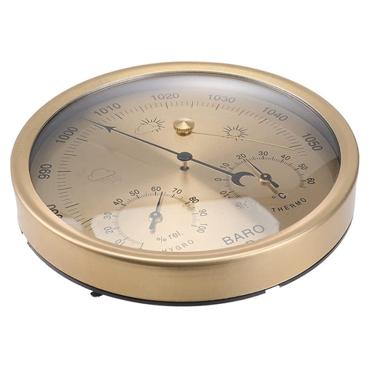THB9392 132mm Wall Mounted Digital Thermometer Hygrometer Household High Accuracy Pressure Gauge Air Weather Instrument Barometer (Gold) by buy2fix