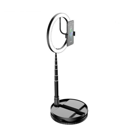 Lumière de remplissage professionnelle portable pliable au niveau du studio, support de téléphone portable, anneau lumineux LED (noir)