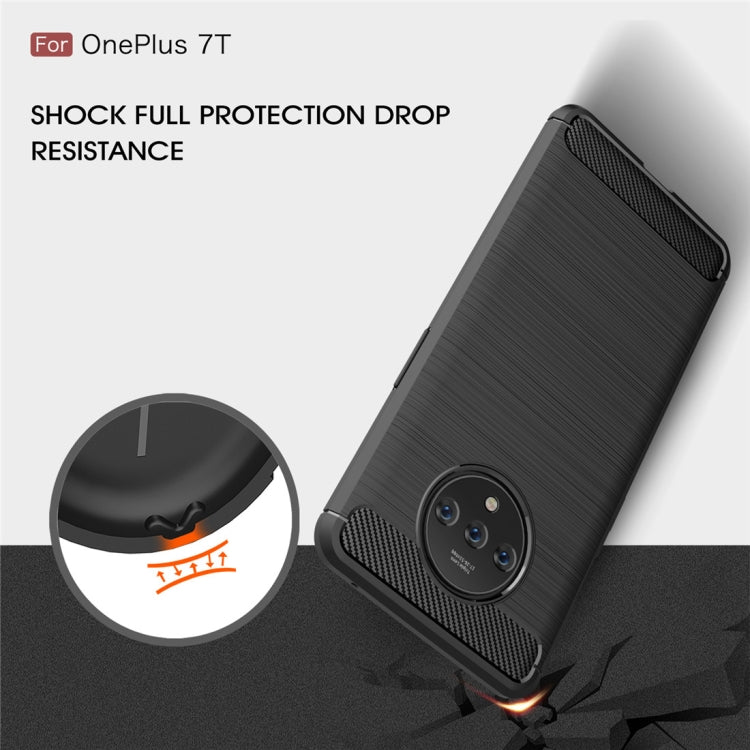 For Oneplus 7T Brushed Texture Carbon Fiber TPU Case(Navy Blue) - OnePlus Cases by buy2fix | Online Shopping UK | buy2fix