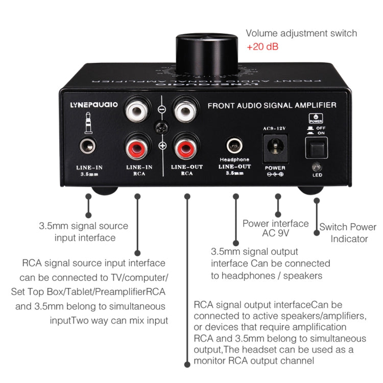 B015 Front Stereo Signal Amplifier Booster Headphones Speaker Amplifier Headset Dual-Audio Source - Consumer Electronics by buy2fix | Online Shopping UK | buy2fix