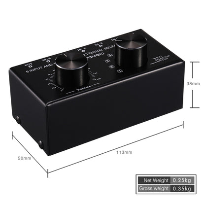 B016 6 Input 1 Output Audio Signal Source Selection Switcher, Output Volume Adjustment Control RCA Port - Consumer Electronics by buy2fix | Online Shopping UK | buy2fix