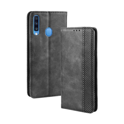 For Galaxy A20s  Magnetic Buckle Retro Crazy Horse Texture Horizontal Flip Leather Case  , with Holder & Card Slots & Photo Frame(Black) - Galaxy Phone Cases by buy2fix | Online Shopping UK | buy2fix