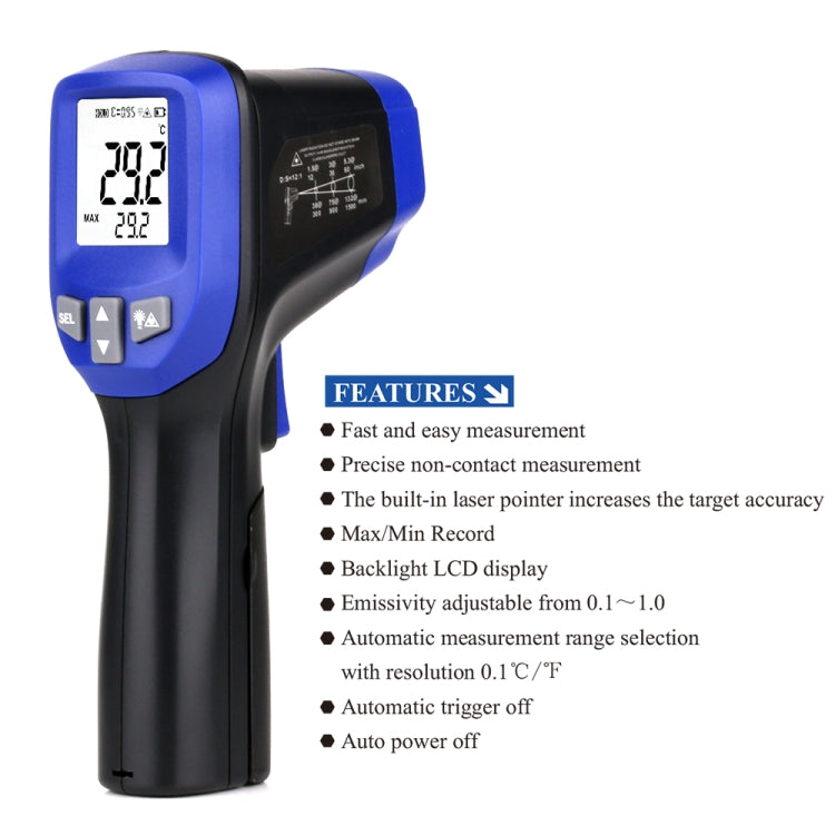 FLUS IR-826 -30℃～350℃ Laser Infrared Thermometers Circle Laser Infrared Handheld Digital Electronic Outdoor Hygrometer Thermometer - Consumer Electronics by FLUS | Online Shopping UK | buy2fix