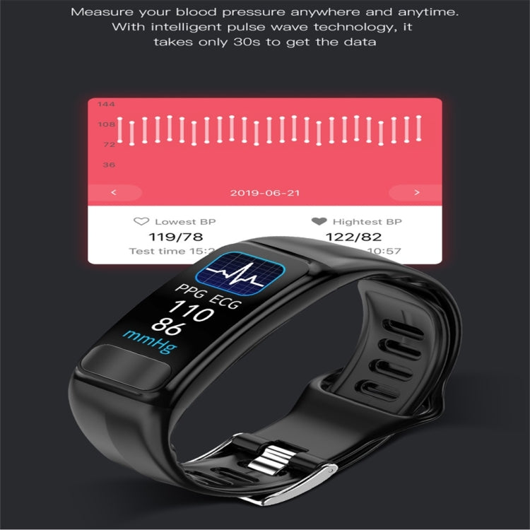 P12 0.96inch TFT Color Screen Smart Watch IP67 Waterproof,Support Call Reminder /Heart Rate Monitoring/Blood Pressure Monitoring/ECG Monitoring(Black) - Smart Wear by buy2fix | Online Shopping UK | buy2fix