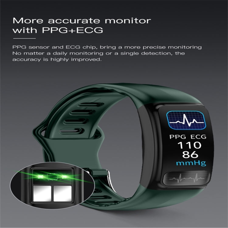 P12 0.96inch TFT Color Screen Smart Watch IP67 Waterproof,Support Call Reminder /Heart Rate Monitoring/Blood Pressure Monitoring/ECG Monitoring(Green) - Smart Wear by buy2fix | Online Shopping UK | buy2fix