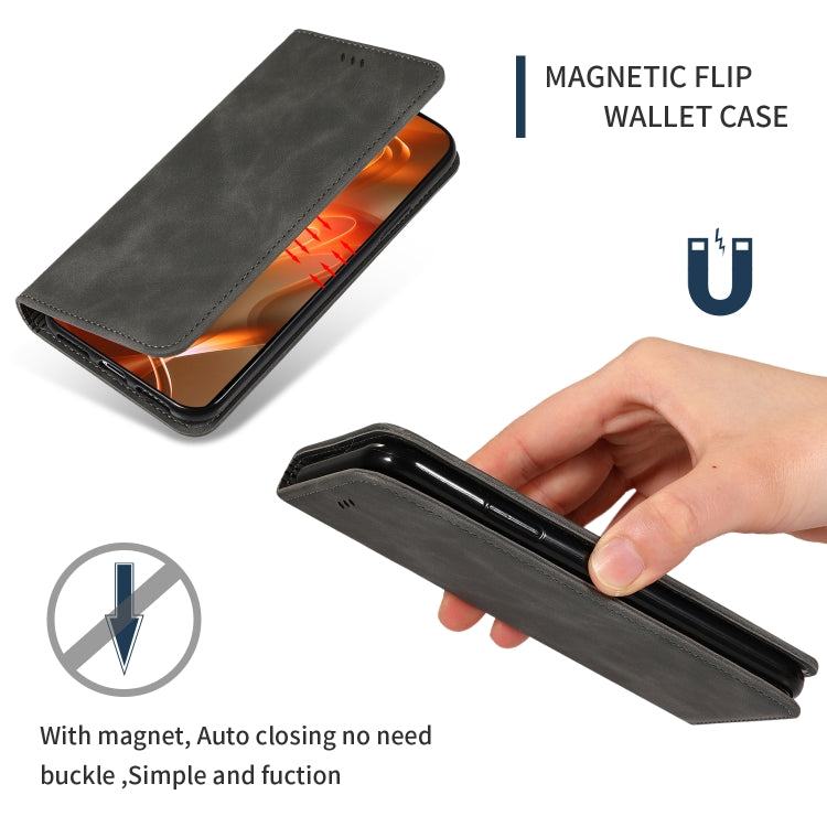 For Xiaomi Redmi Note 8 Retro Skin Feel Business Magnetic Horizontal Flip Leather Case(Grey) - Xiaomi Cases by buy2fix | Online Shopping UK | buy2fix