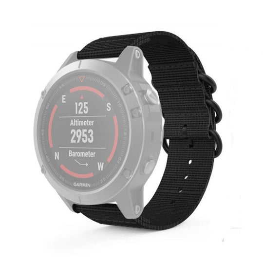 For Garmin Fenix 3 / 5X Universal 26MM Three-ring Nylon Watch Band(Black)