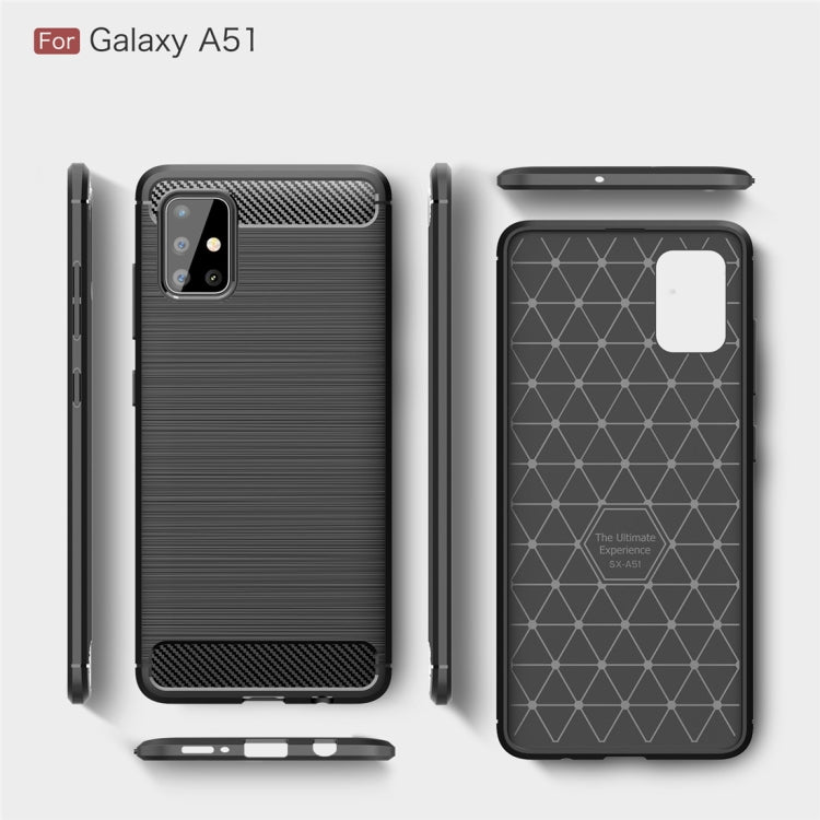 For Galaxy A51 Brushed Texture Carbon Fiber TPU Case(Black) - Galaxy Phone Cases by buy2fix | Online Shopping UK | buy2fix