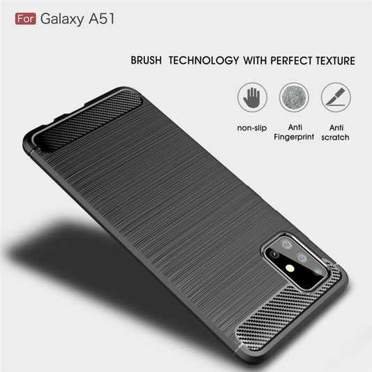 For Galaxy A51 Brushed Texture Carbon Fiber TPU Case(Red) by buy2fix