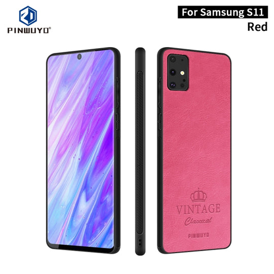 For Galaxy S20 Plus PINWUYO Pin Rui Series Classical Leather, PC + TPU + PU Leather Waterproof And Anti-fall All-inclusive Protective Shell(Red)