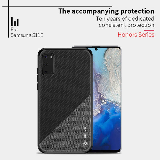 For Galaxy S20 PINWUYO Rong Series Shockproof PC + TPU+ Chemical Fiber Cloth Protective Cover(Yellow) by PINWUYO