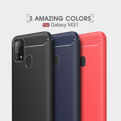 For Galaxy M31 Brushed Texture Carbon Fiber TPU Case(Black) by buy2fix