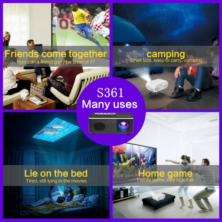 S361 80 lumens 320 x 240 Pixel Portable Mini Projector, Support 1080P, US Plug(White) - Consumer Electronics by buy2fix | Online Shopping UK | buy2fix