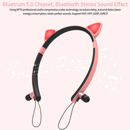ZW29 Cat Ear Stereo Sound HIFI Fashion Outdoor Portable Sports Wireless  Bluetooth Headset with Mic & LED Light Glowing(Yellow) - Neck-mounted Earphone by buy2fix | Online Shopping UK | buy2fix