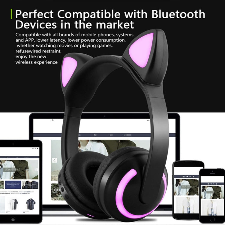 ZW19 LED 7 Colors light Bluetooth Stereo Wireless Headphones Cat Ear Flashing Glowing  Gaming Headset Earphone(Cat Ear) - Headset & Headphone by buy2fix | Online Shopping UK | buy2fix